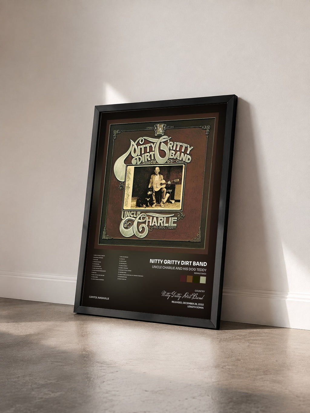 #noir Tableau de l'album Uncle Charlie And His Dog Teddy (Remastered) de Nitty Gritty Dirt Band vu de trois quarts, cadre noir