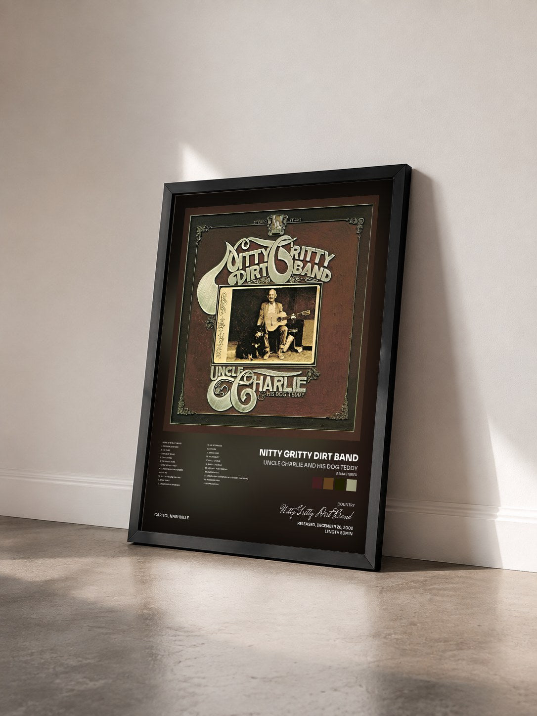 #noir Tableau de l'album Uncle Charlie And His Dog Teddy (Remastered) de Nitty Gritty Dirt Band vu de trois quarts, cadre noir