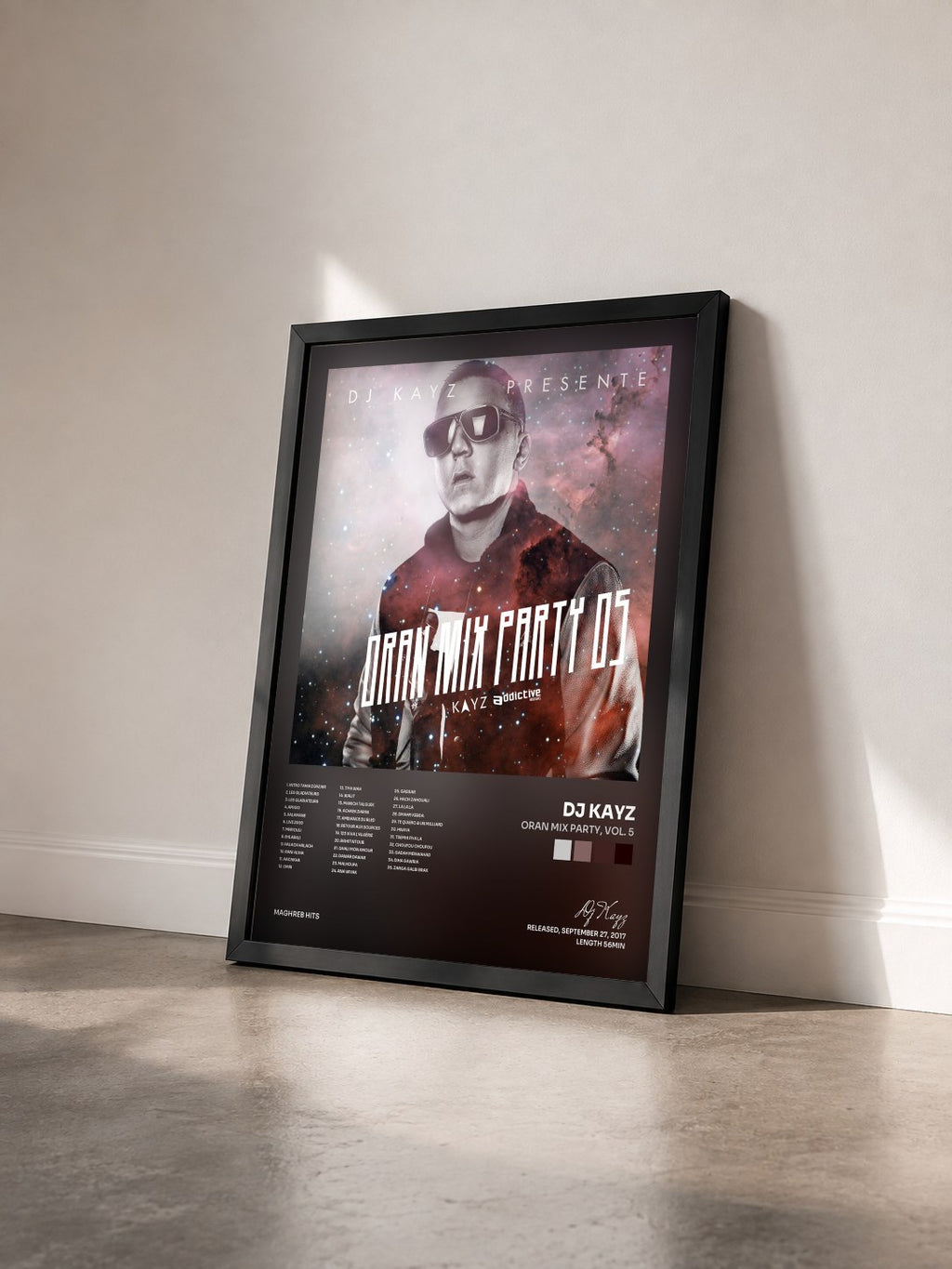 #noir Tableau de l'album Oran Mix Party, vol. 5 de Dj Kayz vu de trois quarts, cadre noir