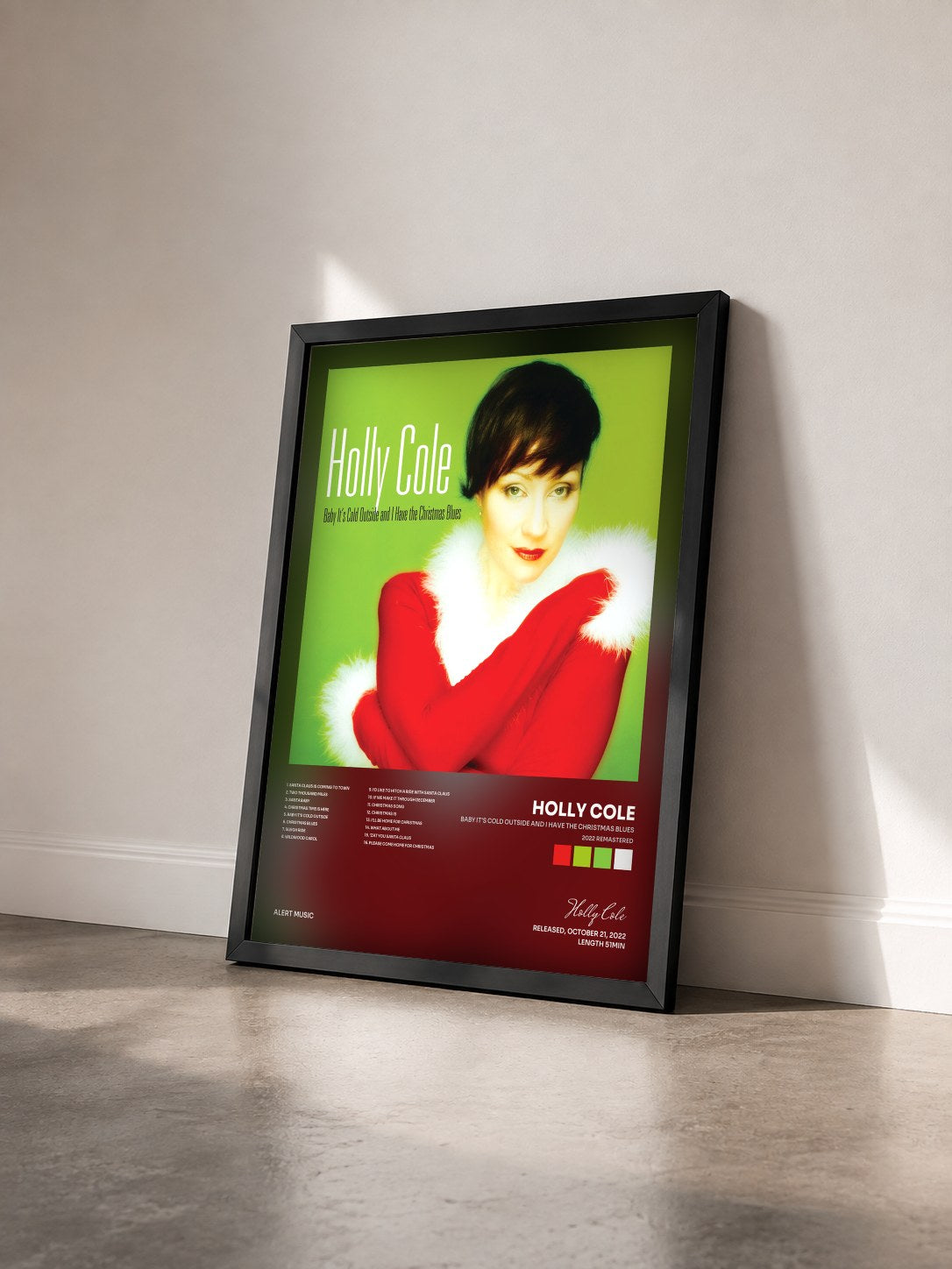 #noir Tableau de l'album Baby It's Cold Outside And I Have The Christmas Blues (2022 Remastered) de Holly Cole vu de trois quarts, cadre noir