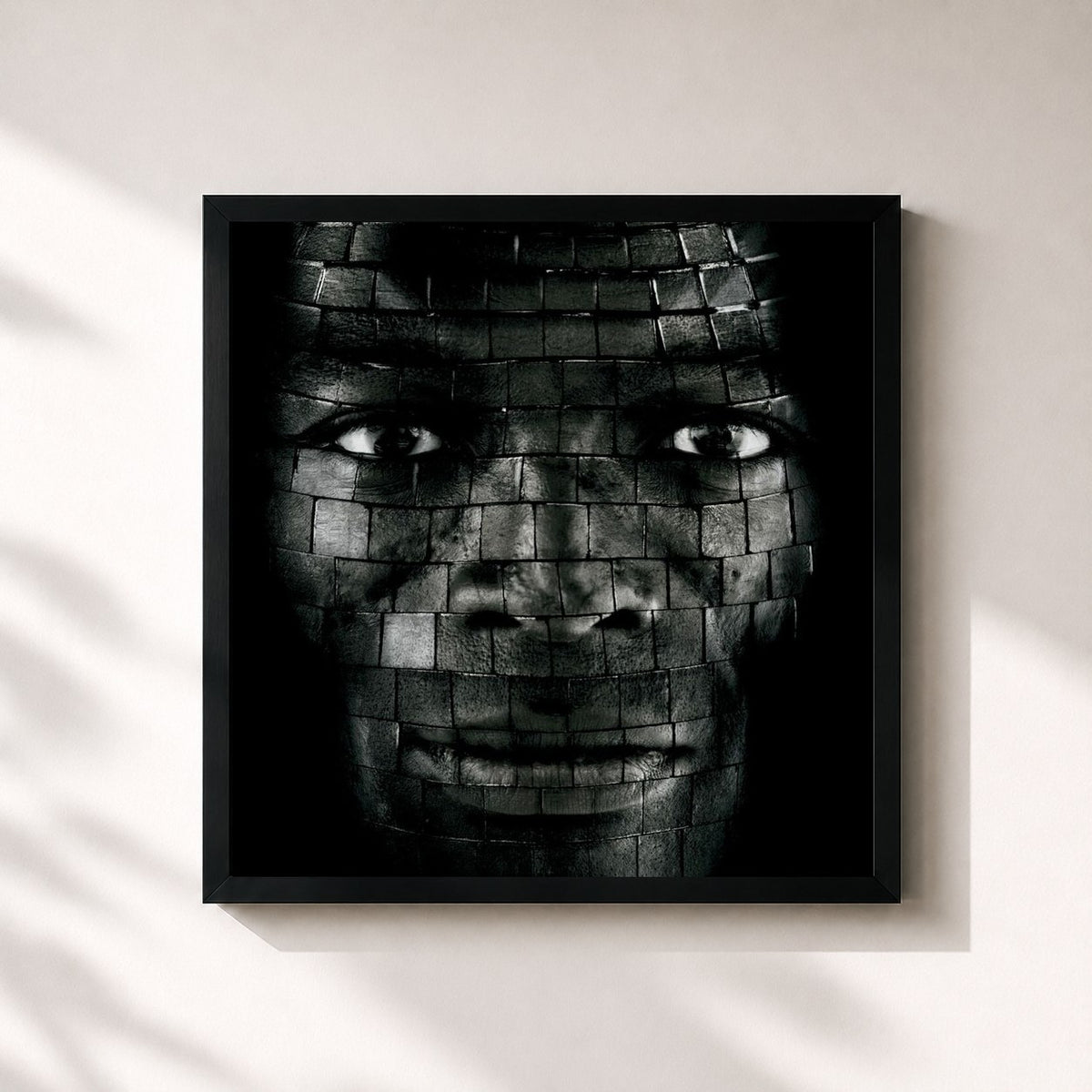 #noir System de Seal en lámina cuadrada enmarcada, marco negro de 32x32 cm