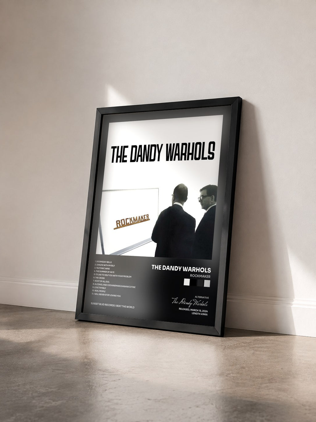 #noir Tableau de l'album ROCKMAKER de The Dandy Warhols vu de trois quarts, cadre noir