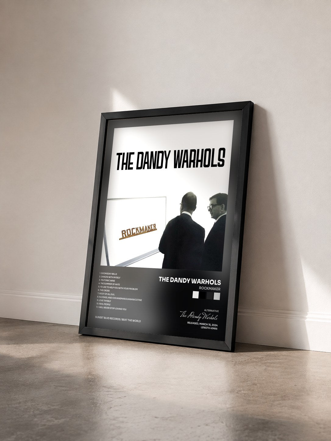 #noir Tableau de l'album ROCKMAKER de The Dandy Warhols vu de trois quarts, cadre noir