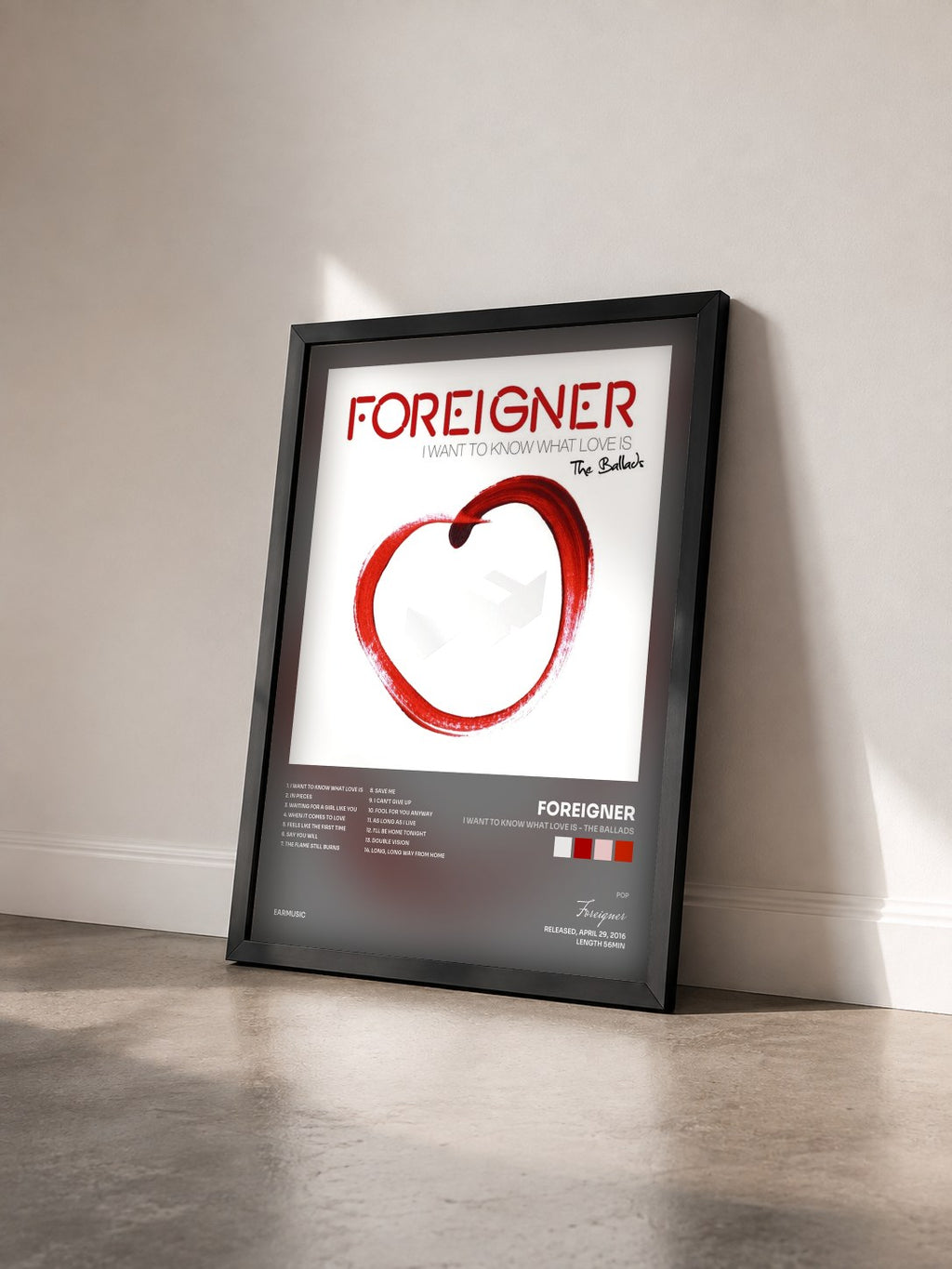 #noir Tableau de l'album I Want to Know What Love Is - The Ballads de Foreigner vu de trois quarts, cadre noir