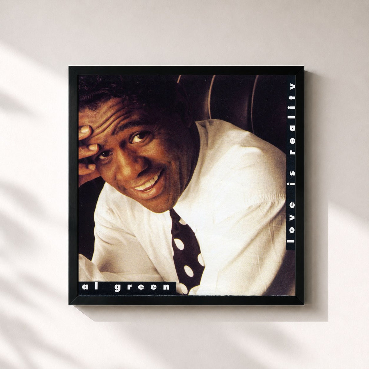 #noir Tableau carré de l'album Love Is Reality de Al Green, cadre noir 32x32 cm