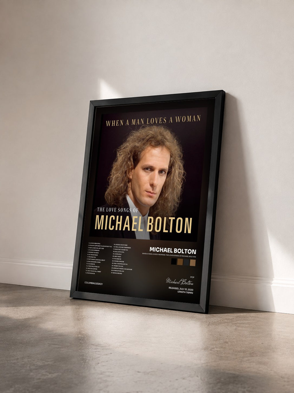 #noir When A Man Loves A Woman: The Love Songs of Michael Bolton by Michael Bolton as a framed art print seen at an angle, black frame