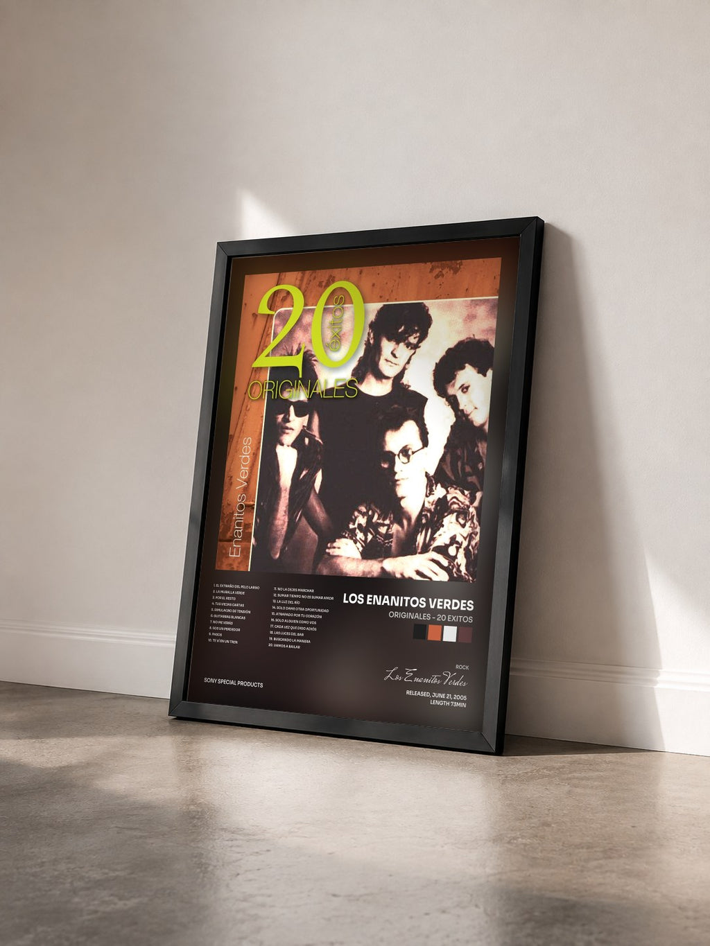 #noir Tableau de l'album Originales - 20 Exitos de Los Enanitos Verdes vu de trois quarts, cadre noir