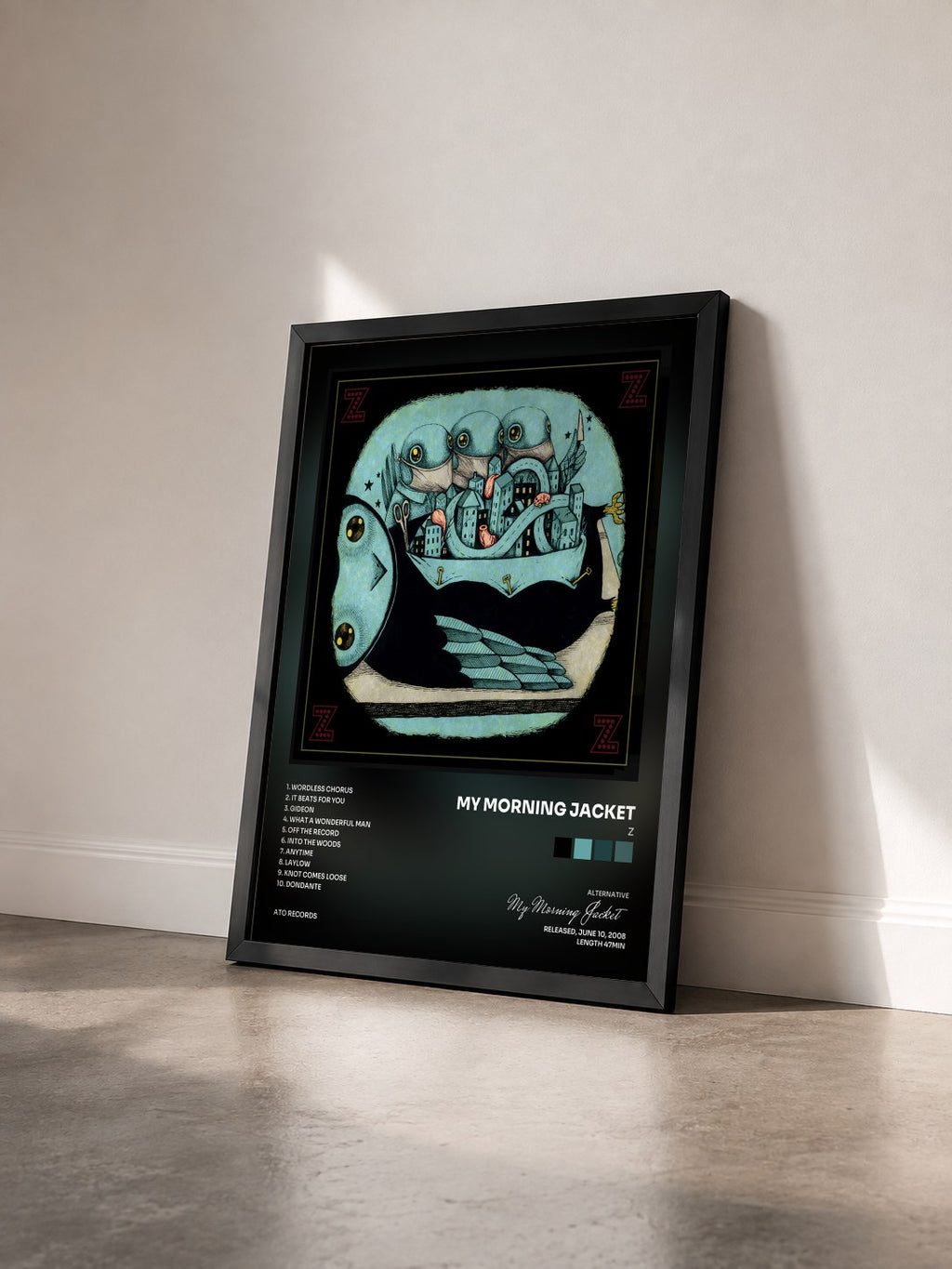#noir Tableau de l'album Z de My Morning Jacket vu de trois quarts, cadre noir
