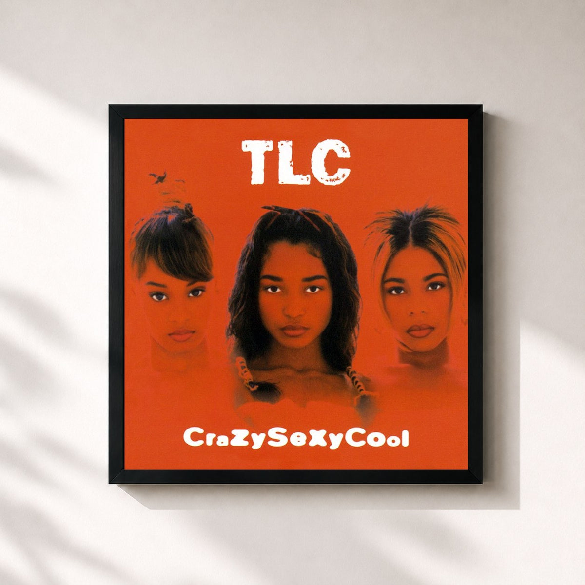 #noir Tableau carré de l'album Crazysexycool de TLC, cadre noir 32x32 cm