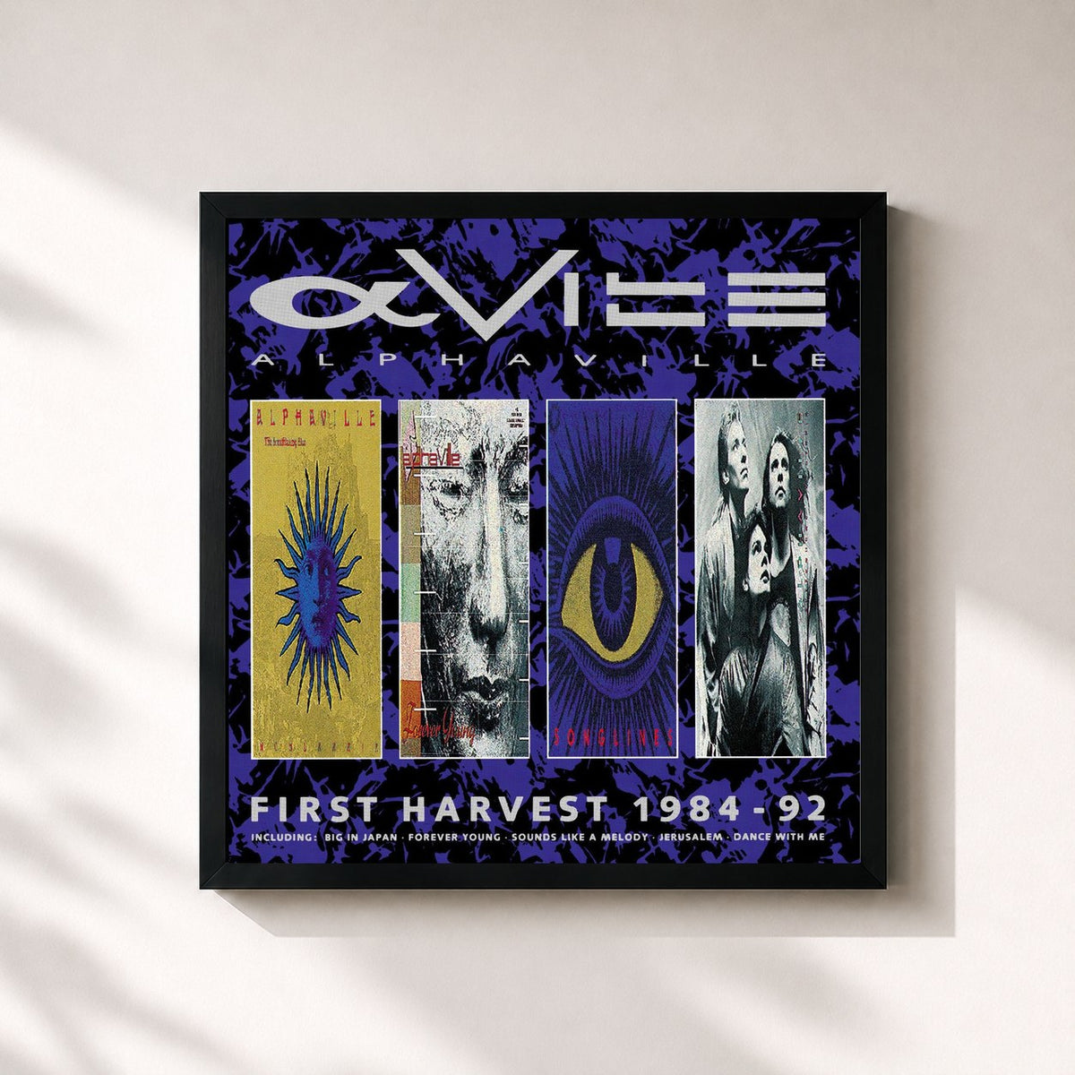 #noir Tableau carré de l'album First Harvest 1984-1992 de Alphaville, cadre noir 32x32 cm
