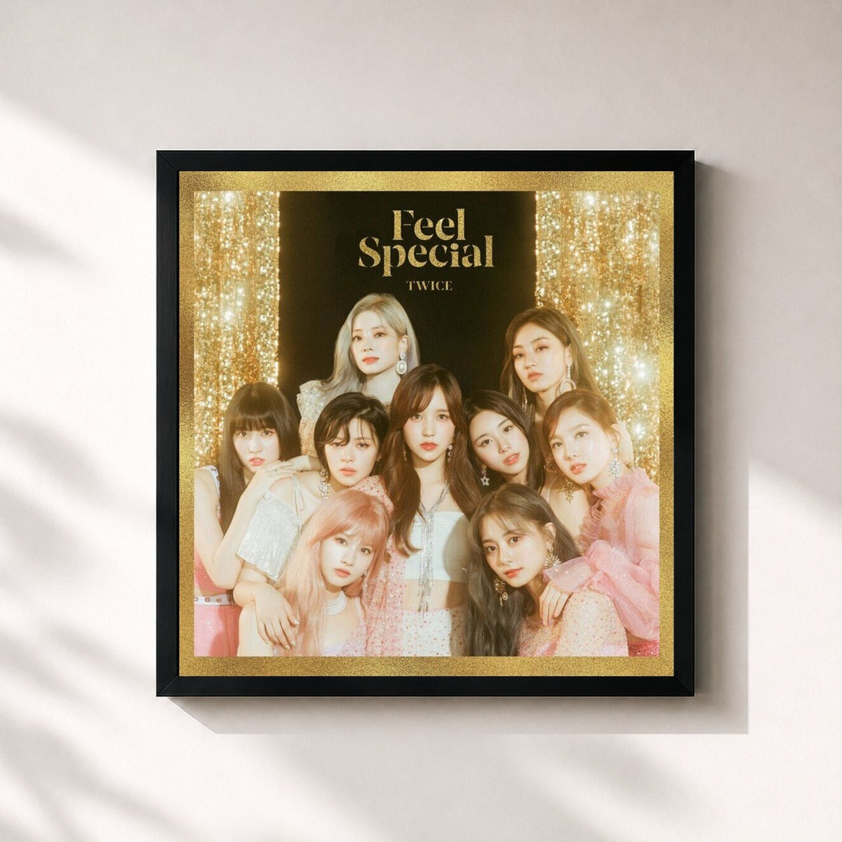 #noir Tableau carré de l'album Feel Special de TWICE, cadre noir 32x32 cm