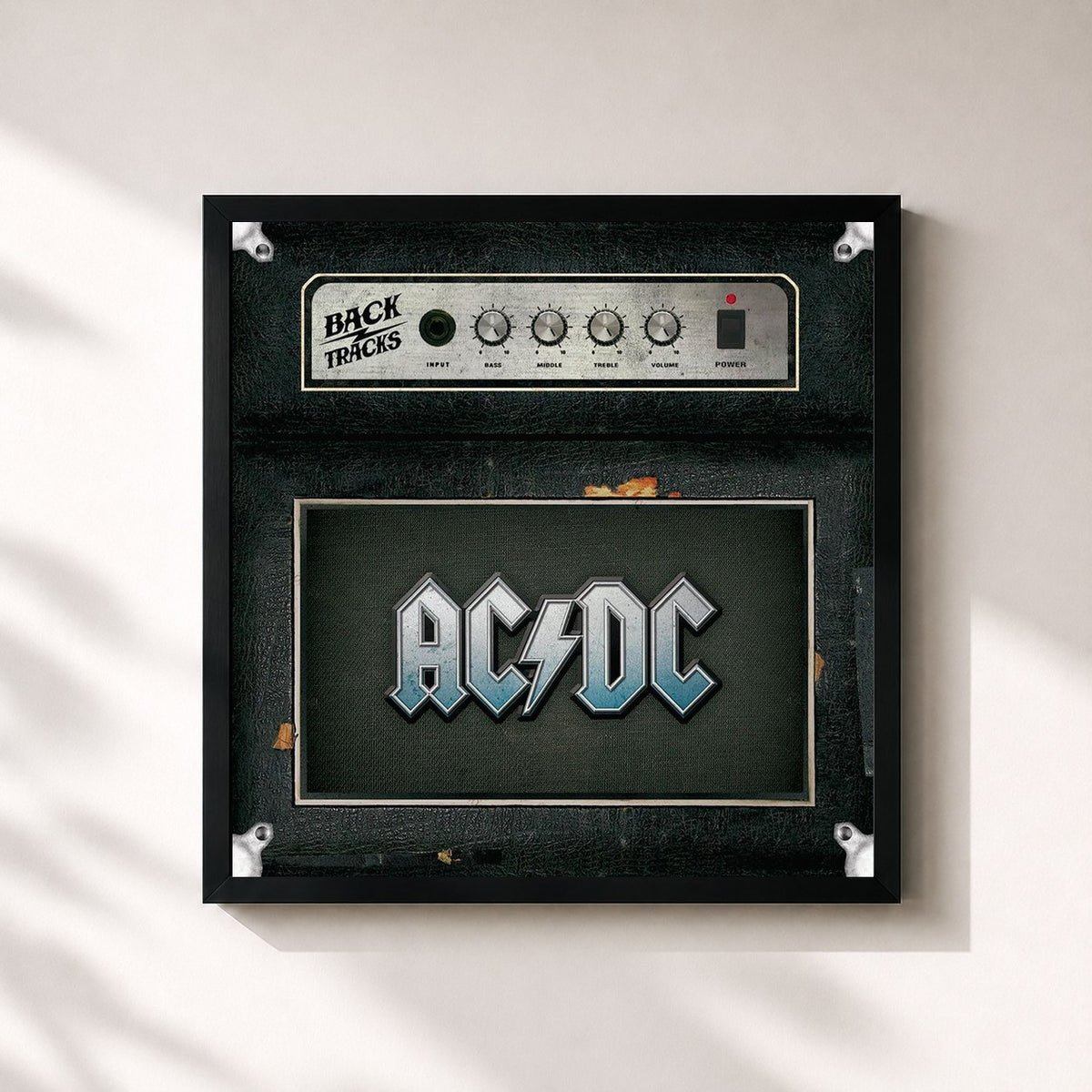 #noir Tableau carré de l'album Backtracks de AC/DC, cadre noir 32x32 cm