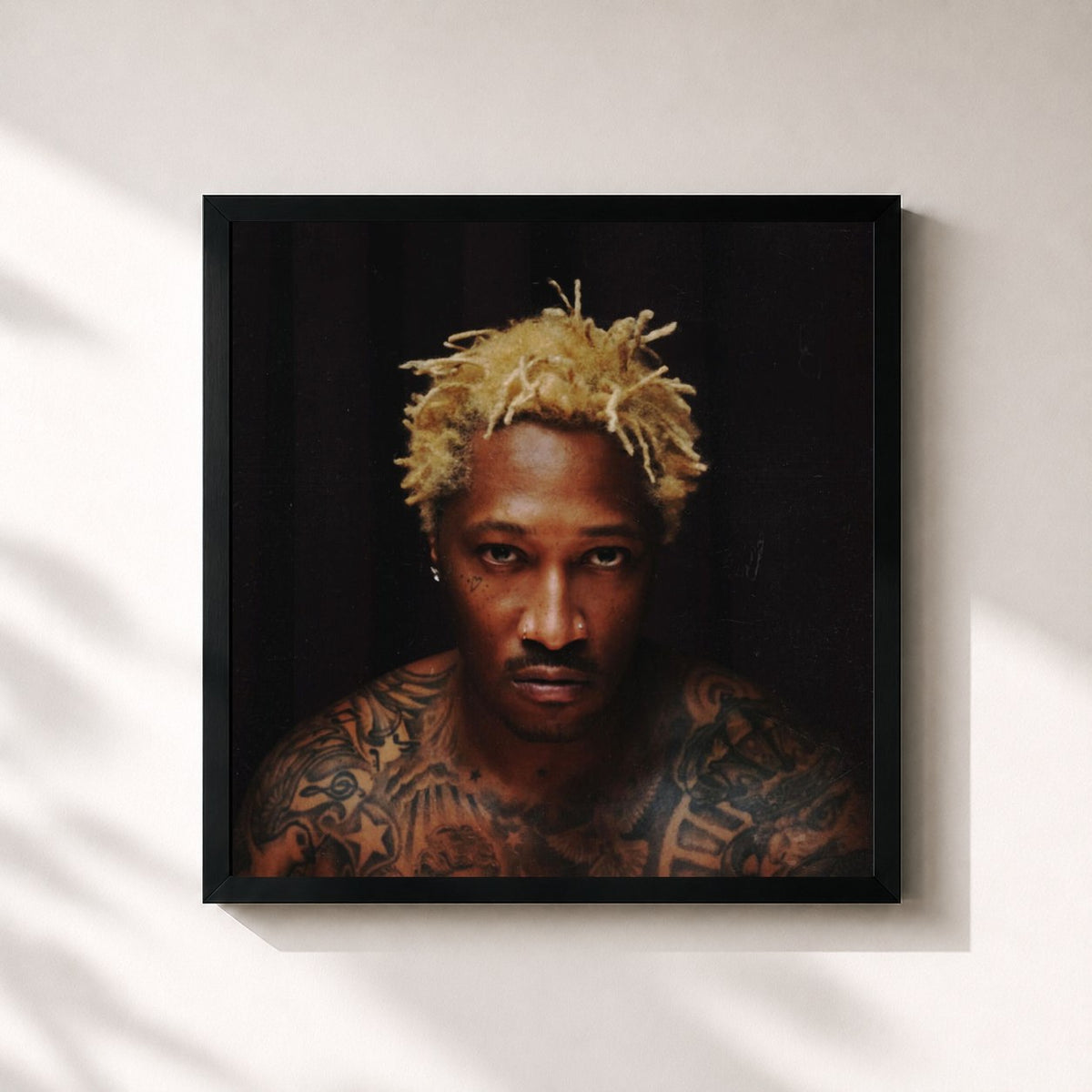 #noir Tableau carré de l'album The Real Me de Future, cadre noir 32x32 cm