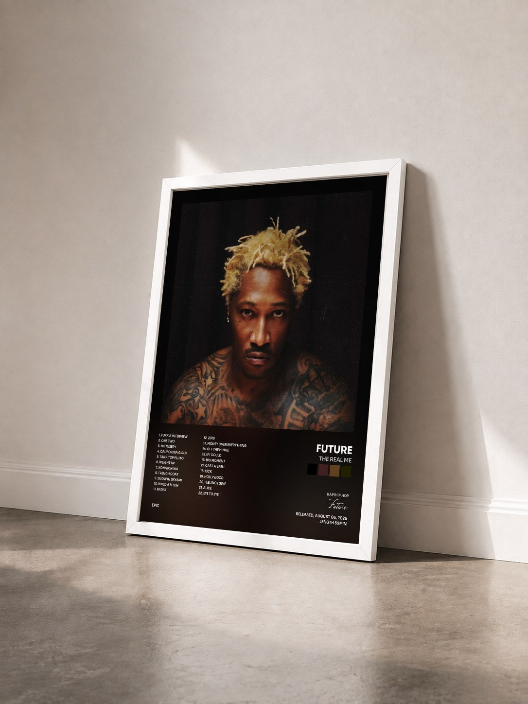 #blanc Tableau de l'album The Real Me de Future vu de trois quarts, cadre blanc