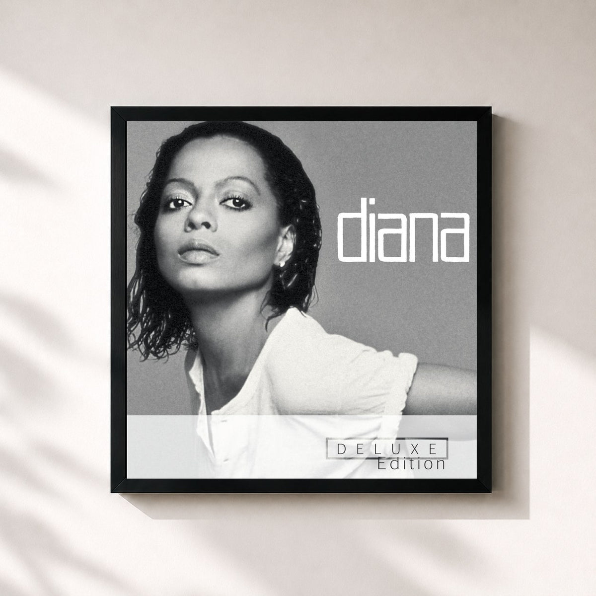 #noir Tableau carré de l'album Diana de Diana Ross, cadre noir 32x32 cm