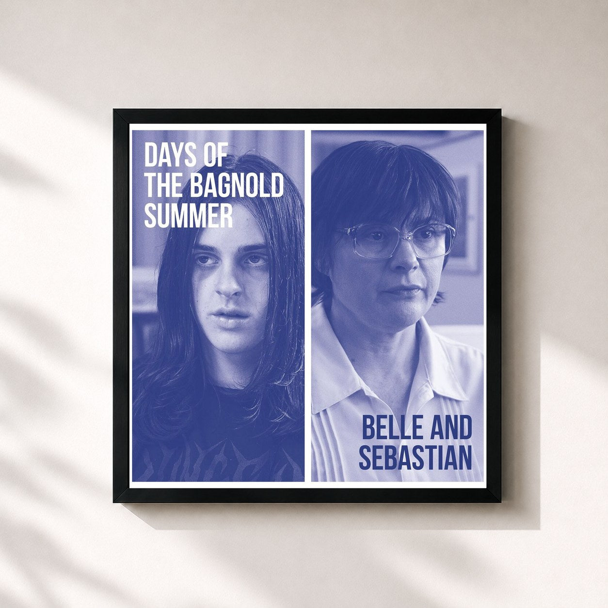 #noir Tableau carré de l'album Days of the Bagnold Summer de Belle and Sebastian, cadre noir 32x32 cm
