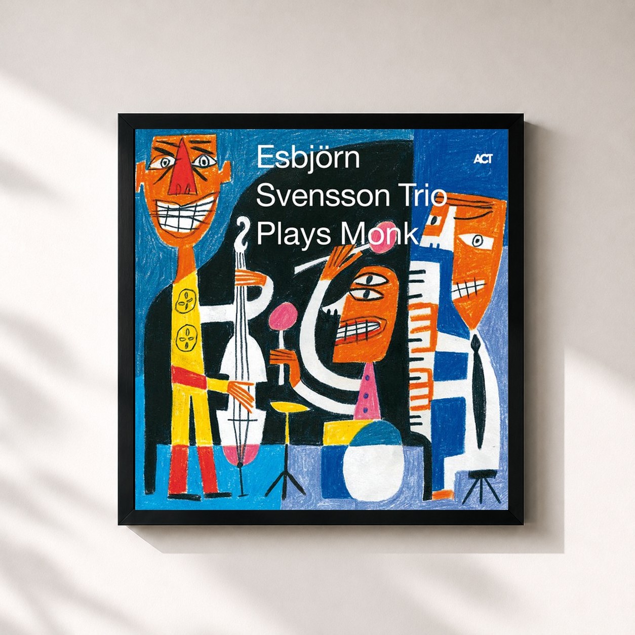 #noir Tableau carré de l'album Plays Monk de Esbjörn Svensson Trio, cadre noir 32x32 cm