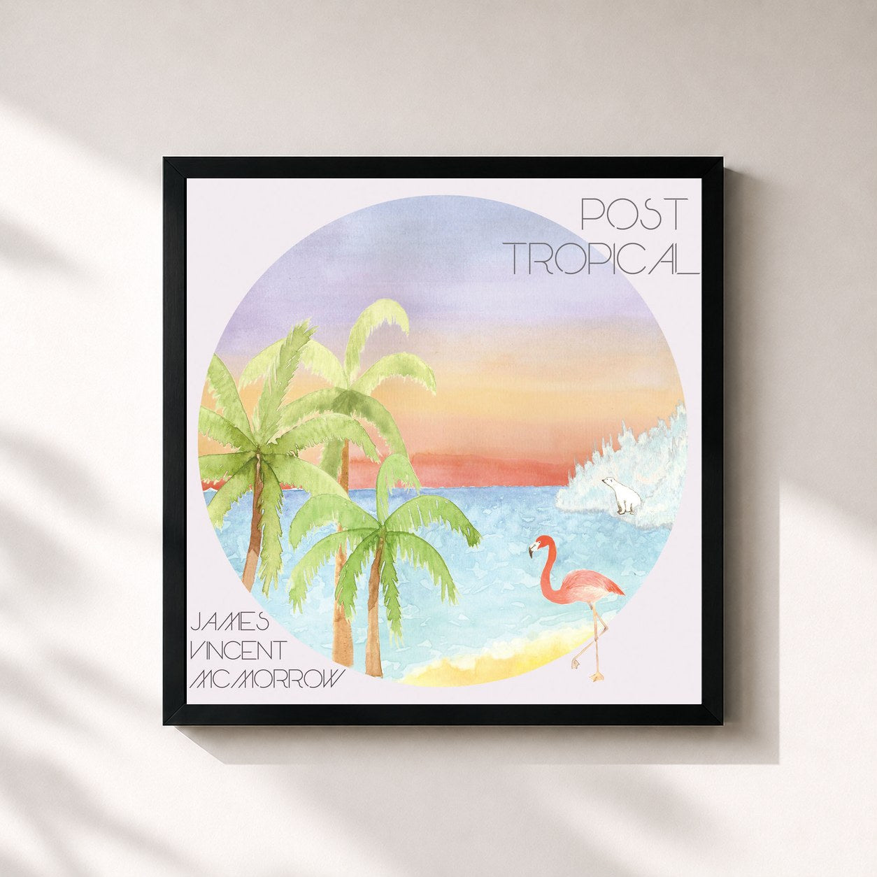 #noir Tableau carré de l'album Post Tropical de James Vincent McMorrow, cadre noir 32x32 cm