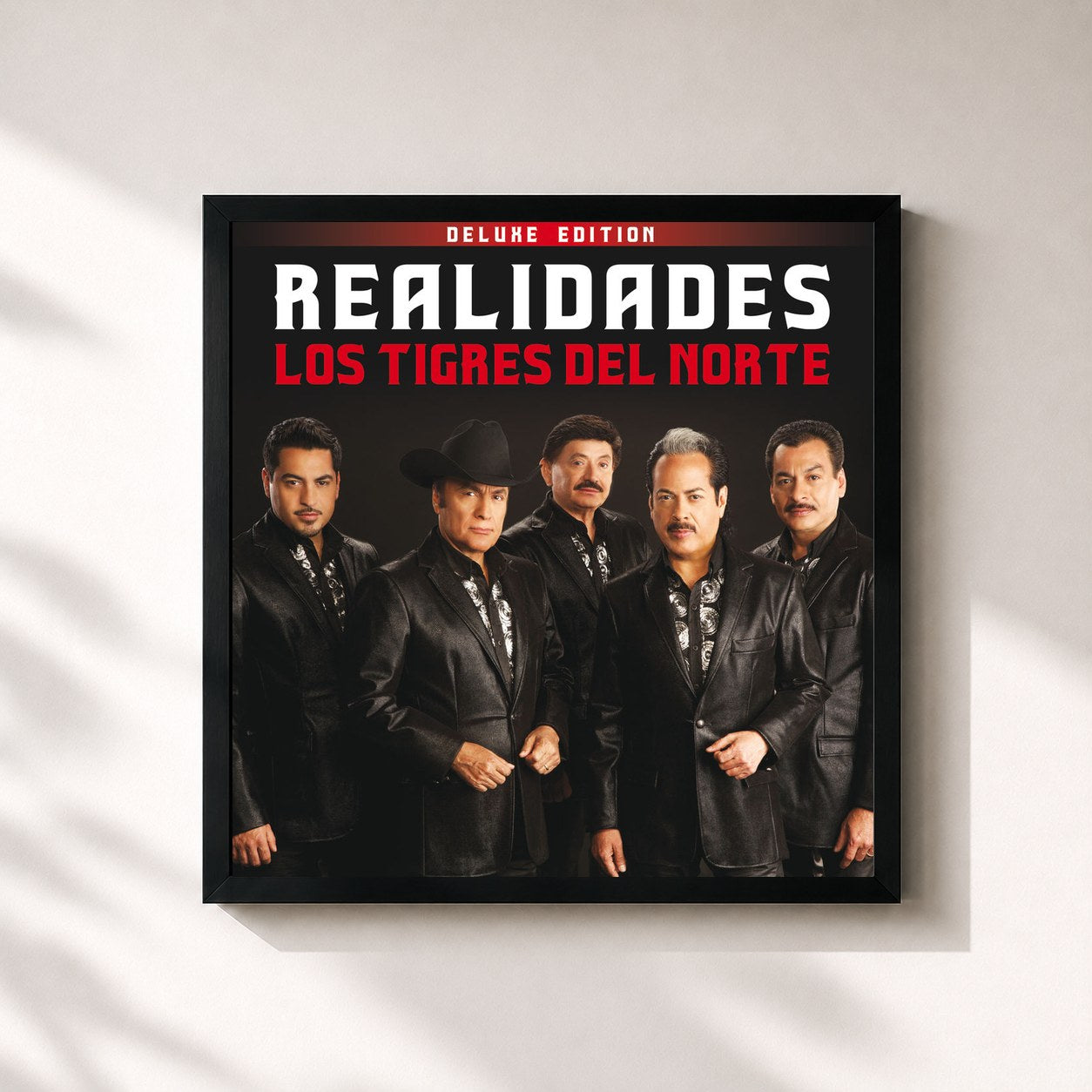 #noir Tableau carré de l'album Realidades (Deluxe) de Los Tigres del Norte, cadre noir 32x32 cm