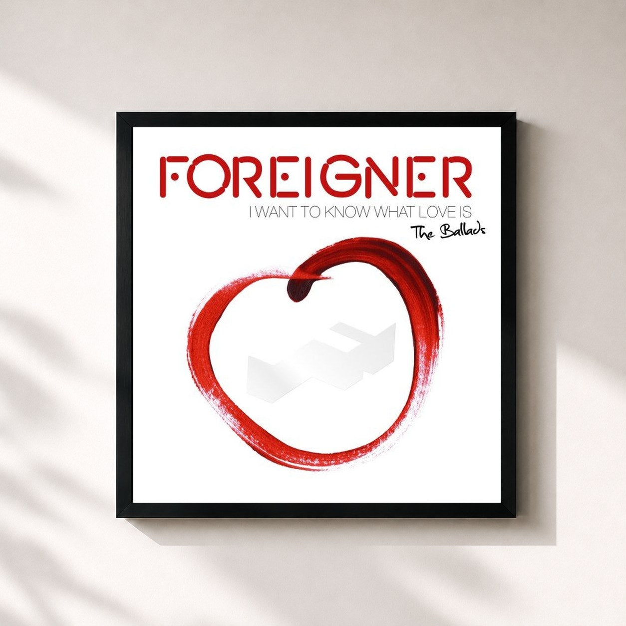 #noir Tableau carré de l'album I Want to Know What Love Is - The Ballads de Foreigner, cadre noir 32x32 cm