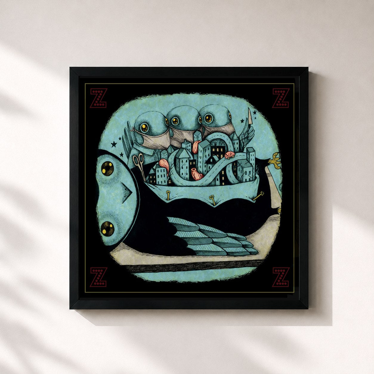 #noir Tableau carré de l'album Z de My Morning Jacket, cadre noir 32x32 cm