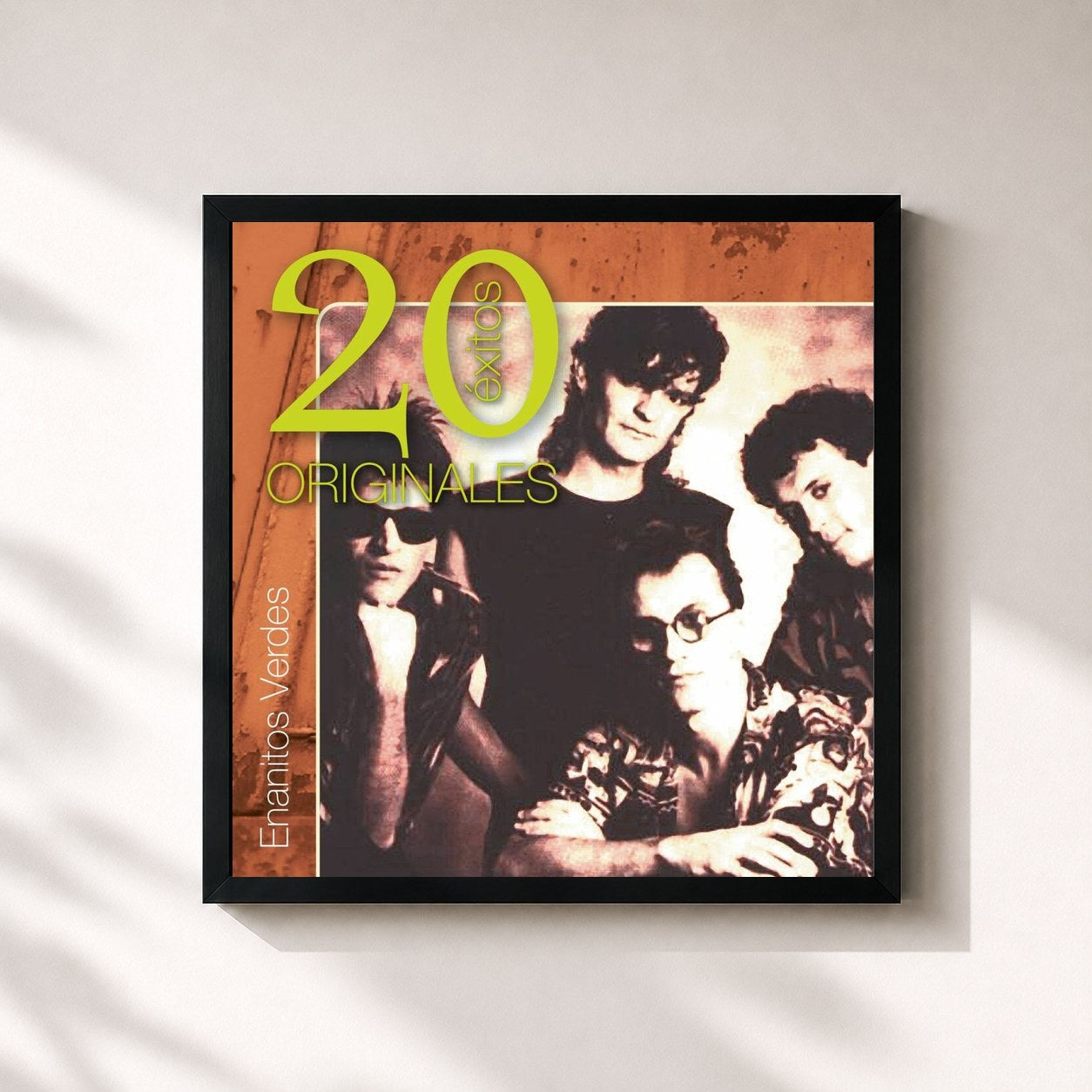 #noir Tableau carré de l'album Originales - 20 Exitos de Los Enanitos Verdes, cadre noir 32x32 cm