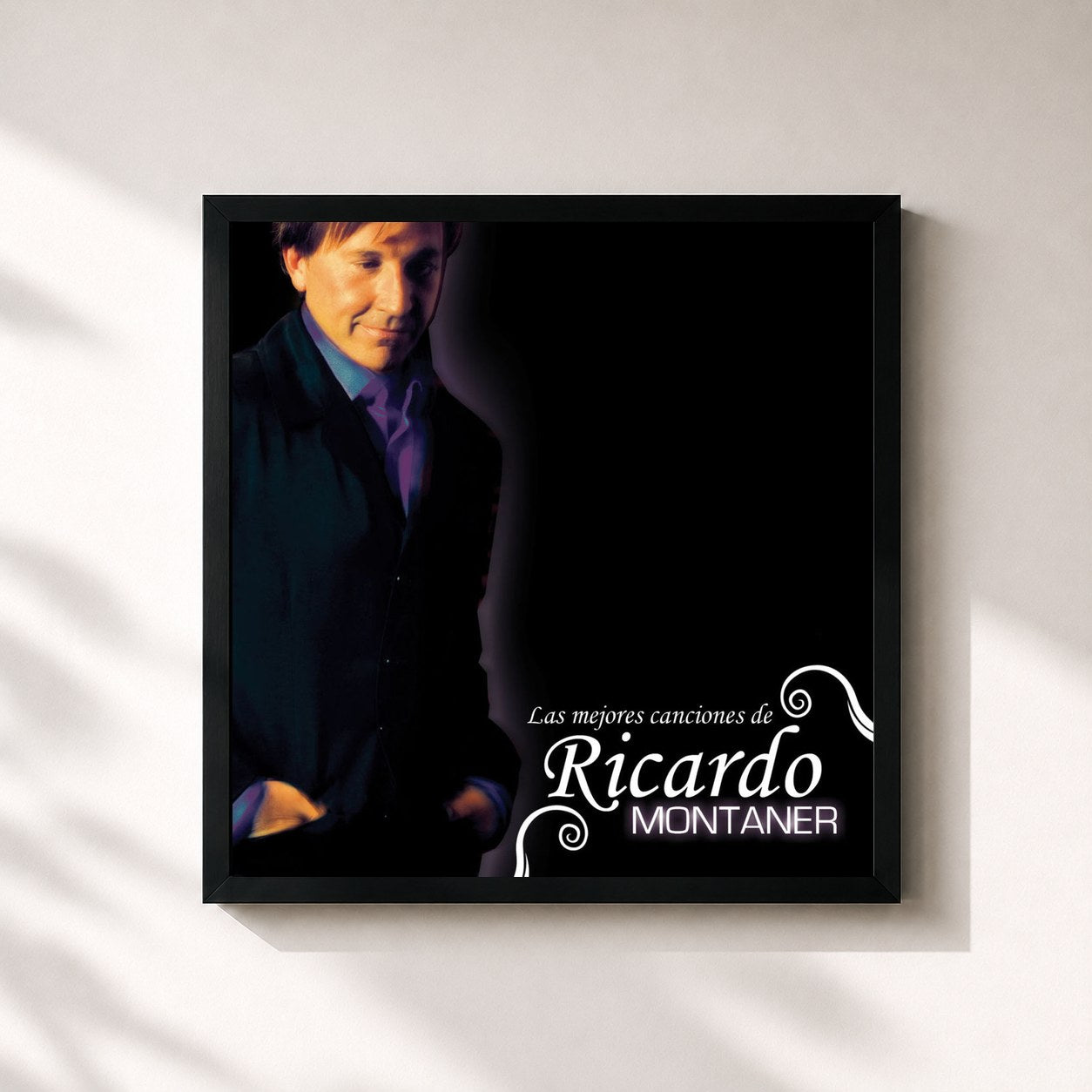 #noir Tableau carré de l'album Las Mejores Canciones De Ricardo Montaner de Ricardo Montaner, cadre noir 32x32 cm