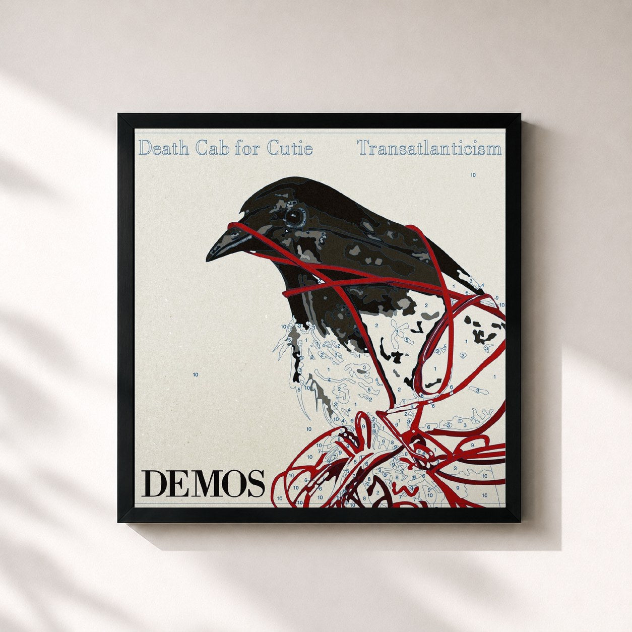#noir Tableau carré de l'album Transatlanticism Demos de Death Cab for Cutie, cadre noir 32x32 cm