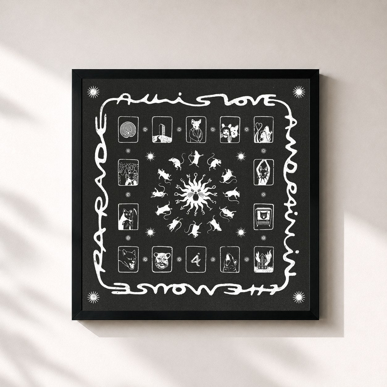 #noir Tableau carré de l'album All is Love and Pain in the Mouse Parade de Of Monsters And Men, cadre noir 32x32 cm