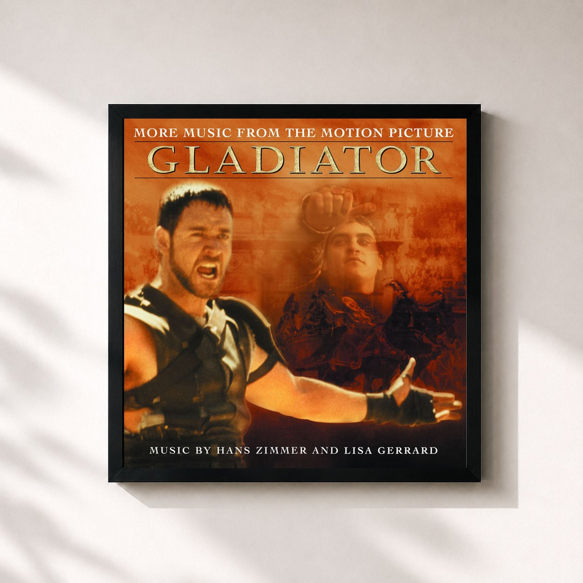 #noir More Music From The Motion Picture "Gladiator" by The Lyndhurst Orchestra as a square framed art print, black 32x32 cm frame