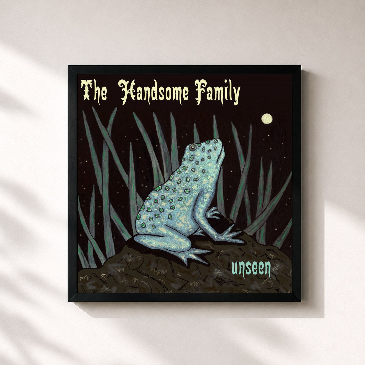 #noir Tableau carré de l'album Unseen de The Handsome Family, cadre noir 32x32 cm
