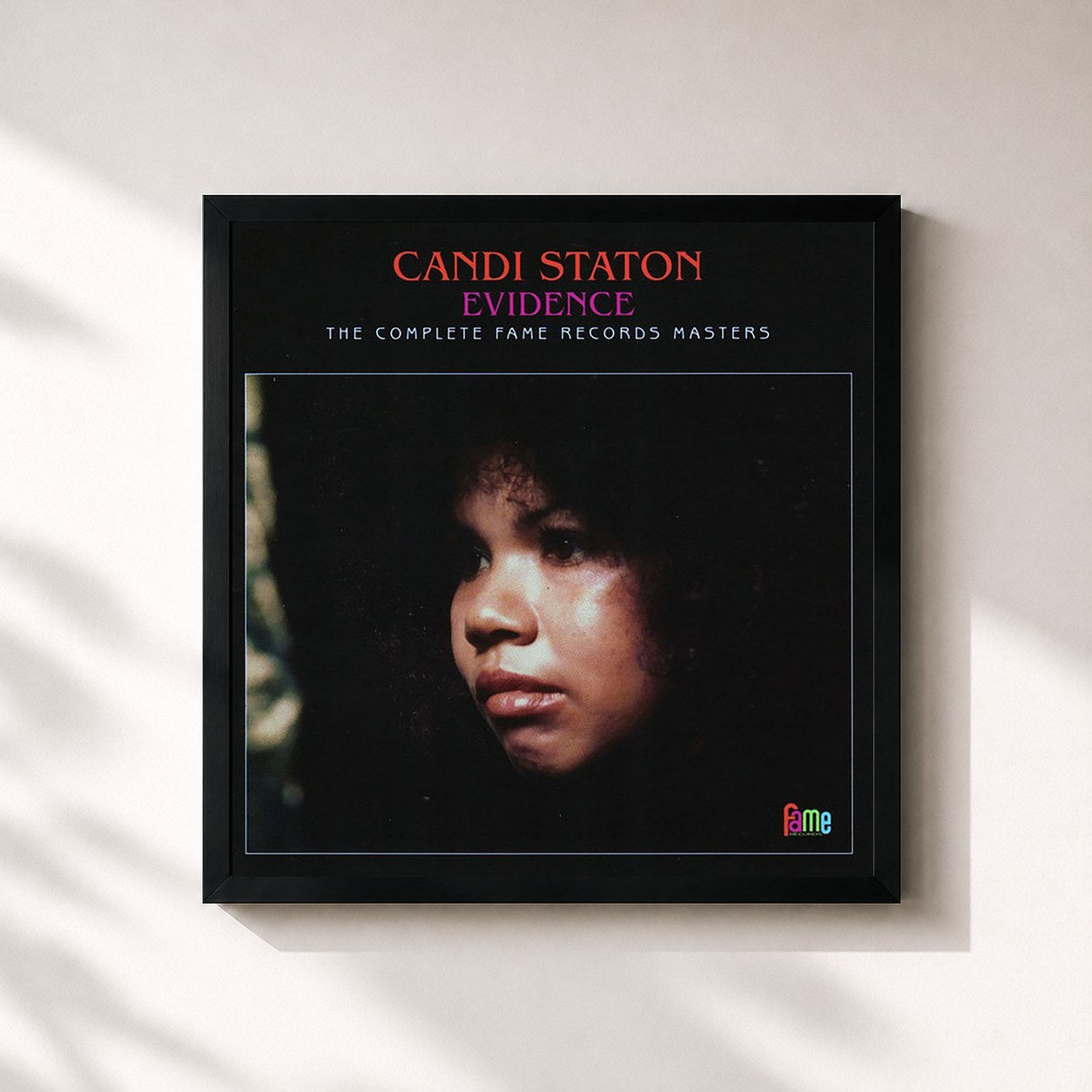 #noir Tableau carré de l'album Evidence: The Complete Fame Records Masters de Candi Staton, cadre noir 32x32 cm