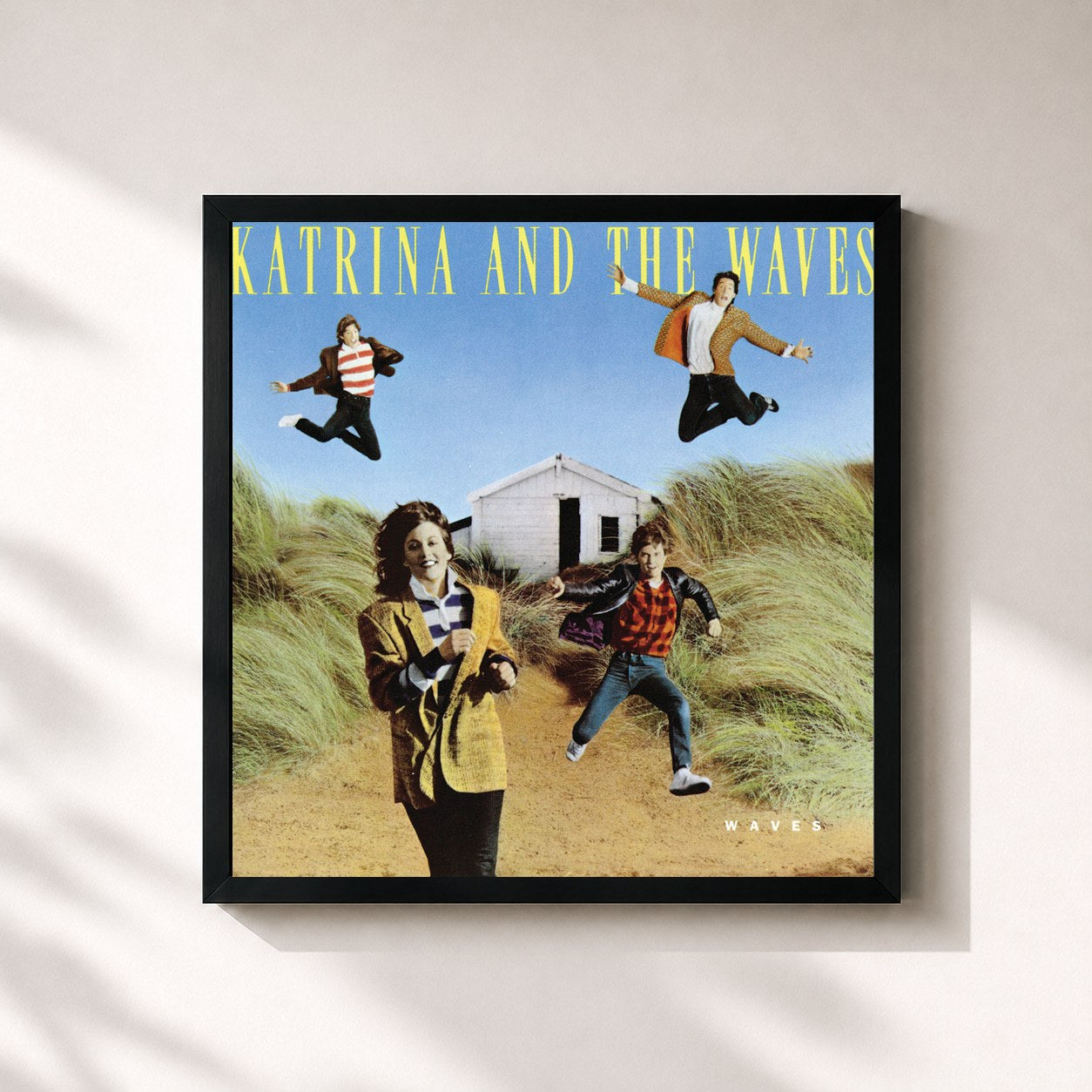 #noir Tableau carré de l'album Waves de Katrina & The Waves, cadre noir 32x32 cm