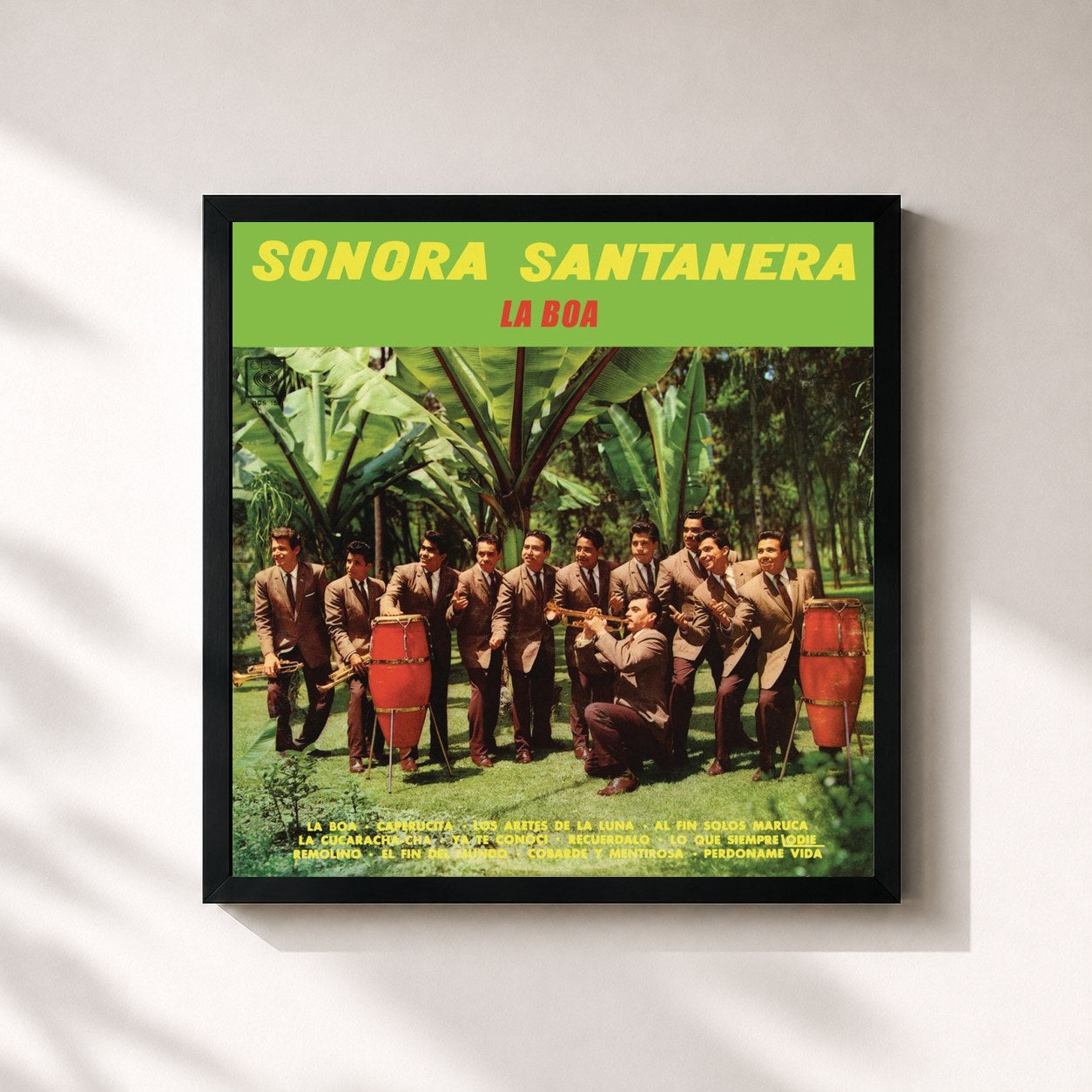 #noir Tableau carré de l'album La Boa de La Sonora Santanera, cadre noir 32x32 cm