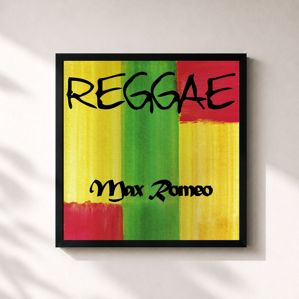 #noir Tableau carré de l'album Reggae de Max Romeo, cadre noir 32x32 cm
