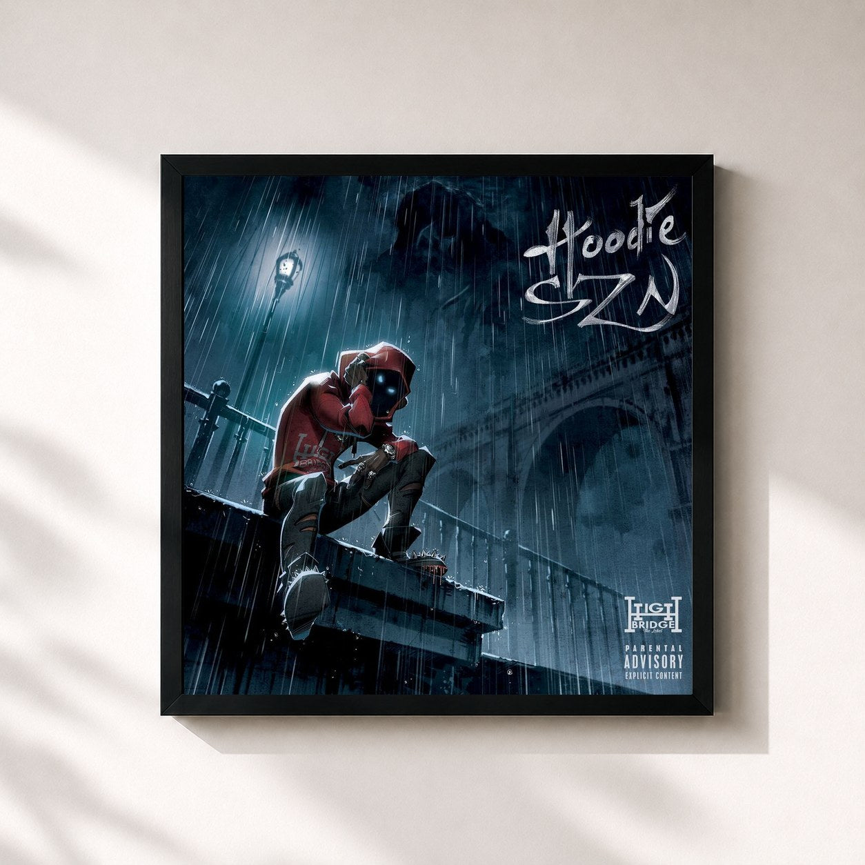 #noir Hoodie SZN by A Boogie Wit da Hoodie as a square framed art print, black 32x32 cm frame