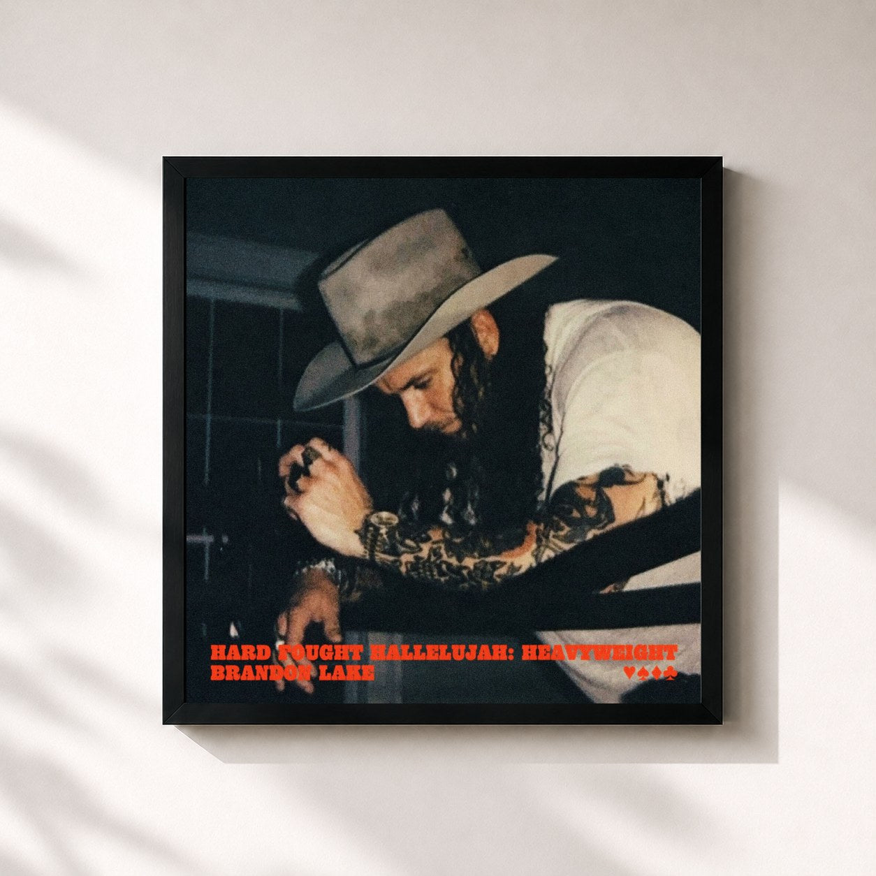 #noir Tableau carré de l'album Hard Fought Hallelujah: Heavyweight Edition de Brandon Lake, cadre noir 32x32 cm