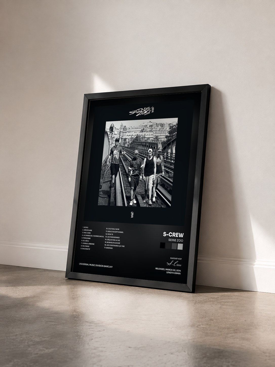 #noir Seine Zoo by S-Crew as a framed art print seen at an angle, black frame