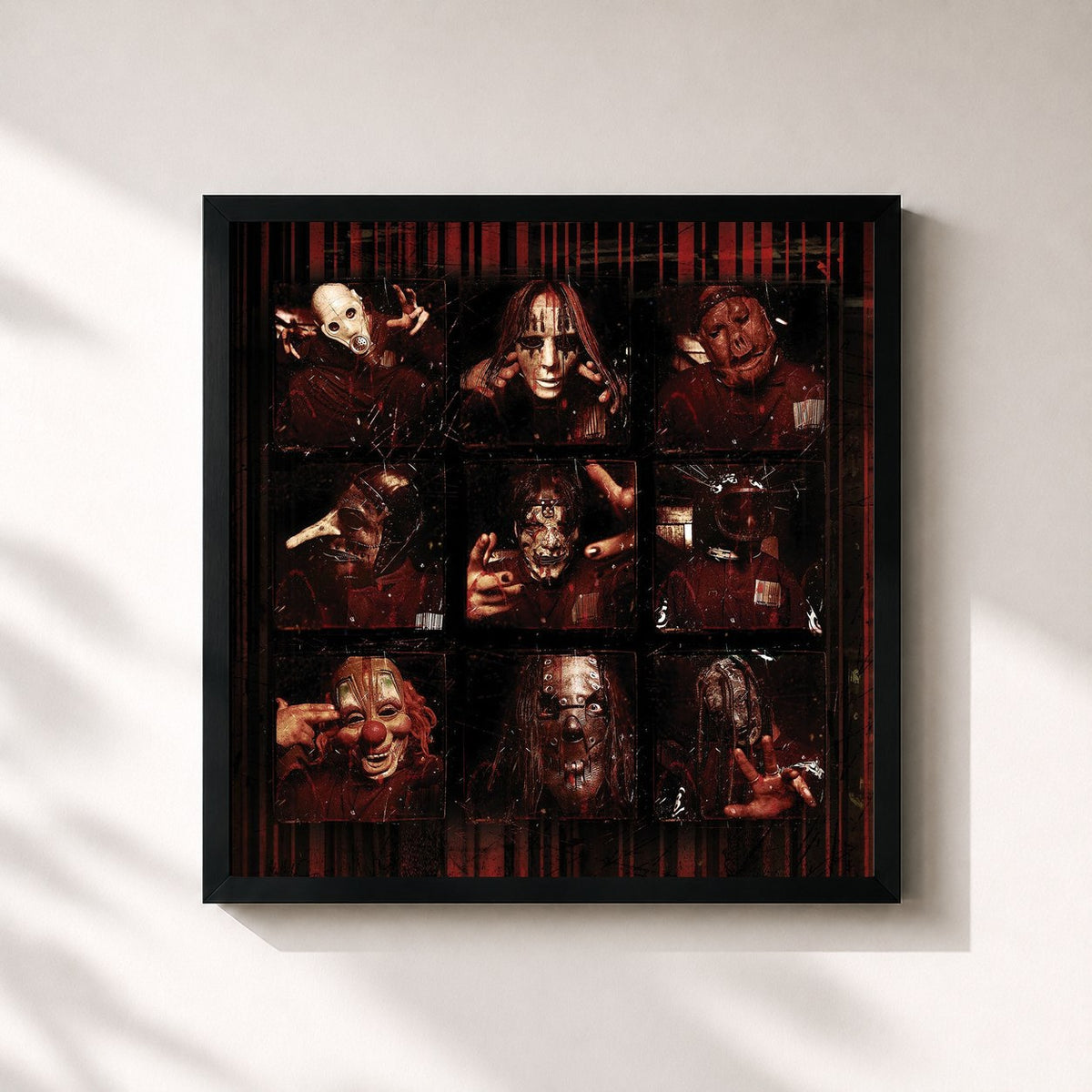 #noir Tableau carré de l'album Slipknot (25th Anniversary Edition) de Slipknot, cadre noir 32x32 cm