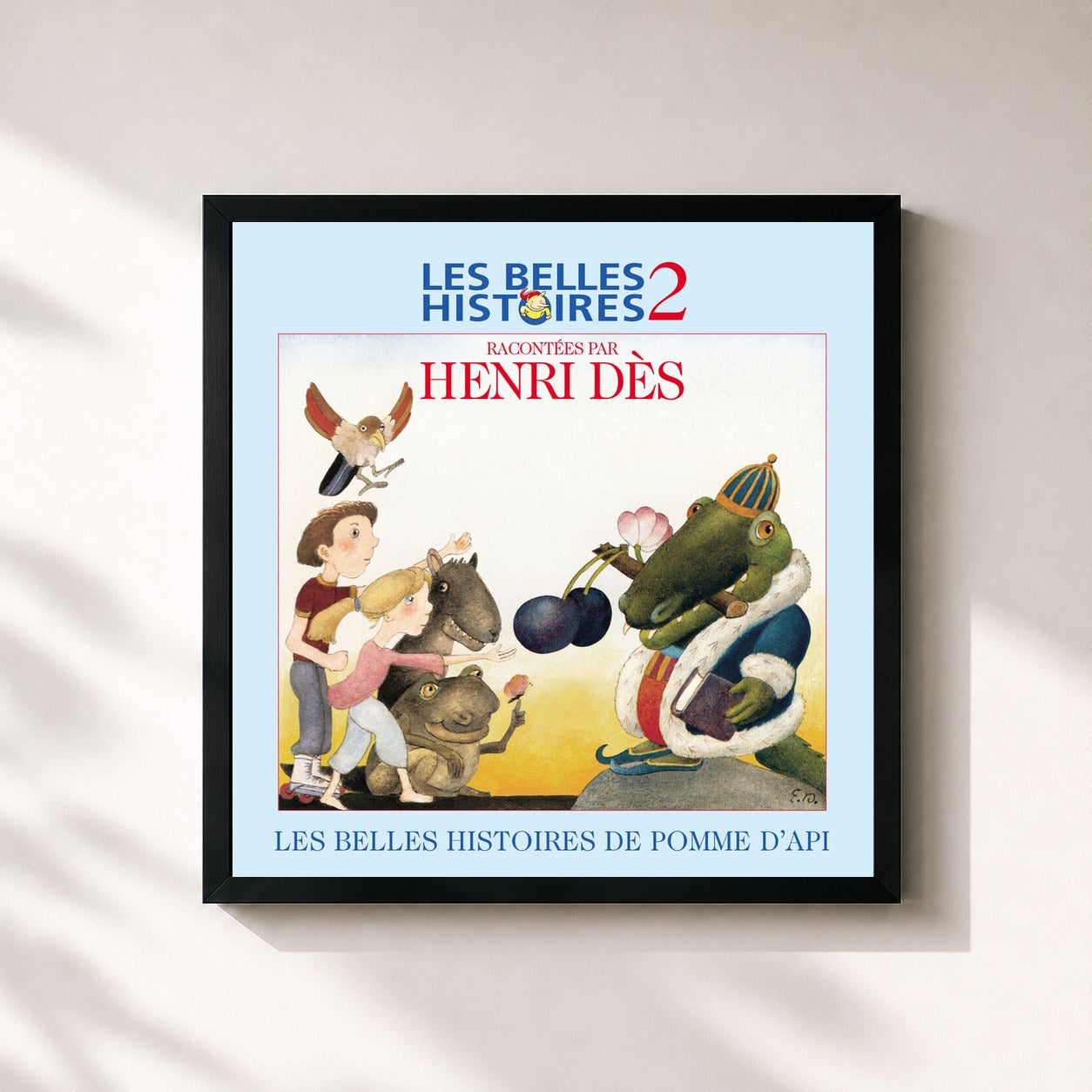 #noir Tableau carré de l'album Les belles histoires de Pomme d'Api, Vol. 2 de Henri Dès, cadre noir 32x32 cm