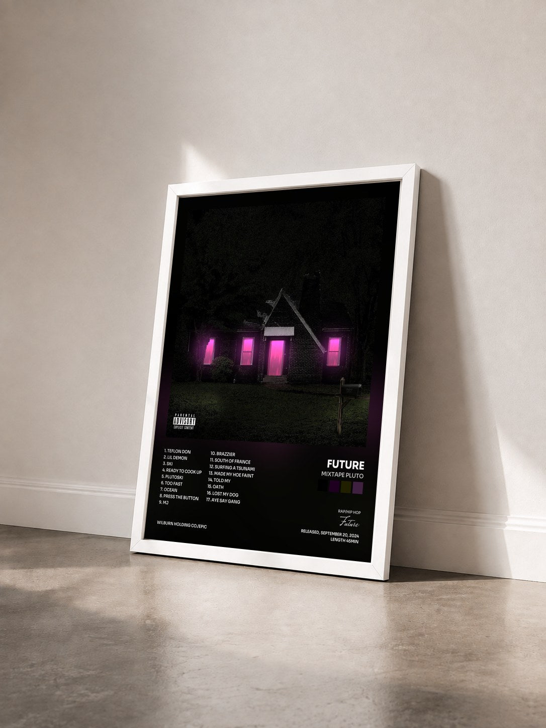 #blanc Tableau de l'album MIXTAPE PLUTO de Future vu de trois quarts, cadre blanc