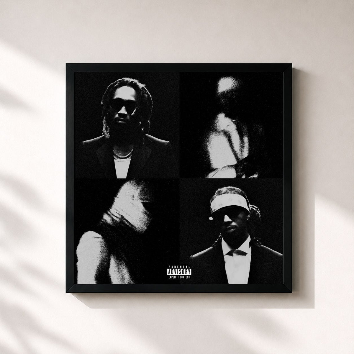 #noir Tableau carré de l'album WE STILL DON'T TRUST YOU de Future, cadre noir 32x32 cm