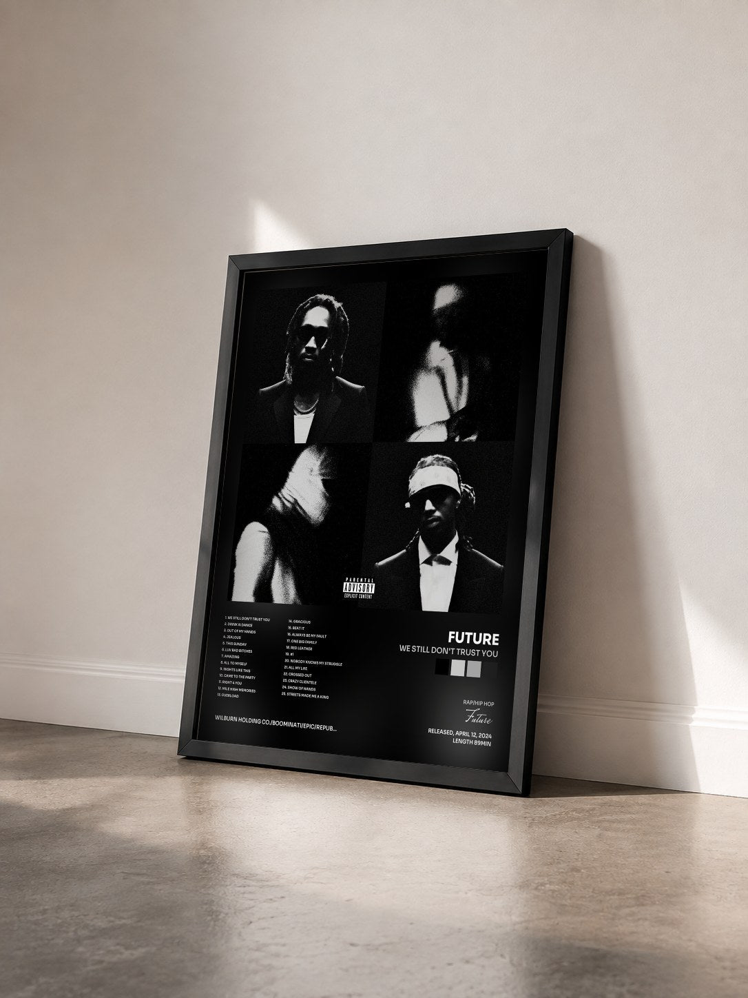 #noir Tableau de l'album WE STILL DON'T TRUST YOU de Future vu de trois quarts, cadre noir