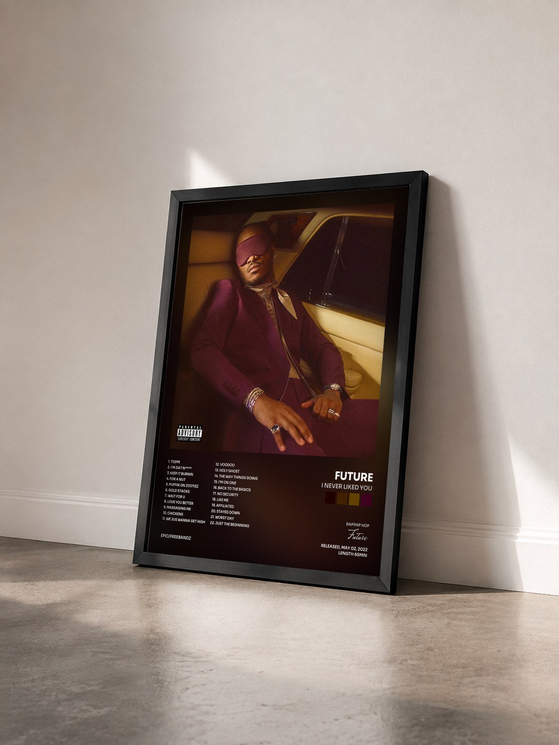 #noir Tableau de l'album I NEVER LIKED YOU de Future vu de trois quarts, cadre noir
