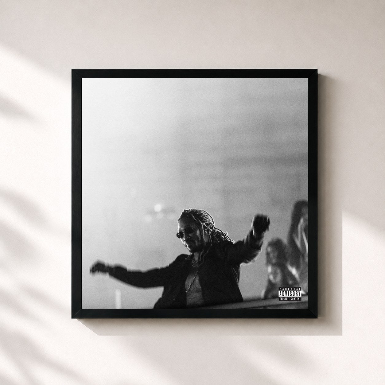 #noir Tableau carré de l'album High Off Life de Future, cadre noir 32x32 cm