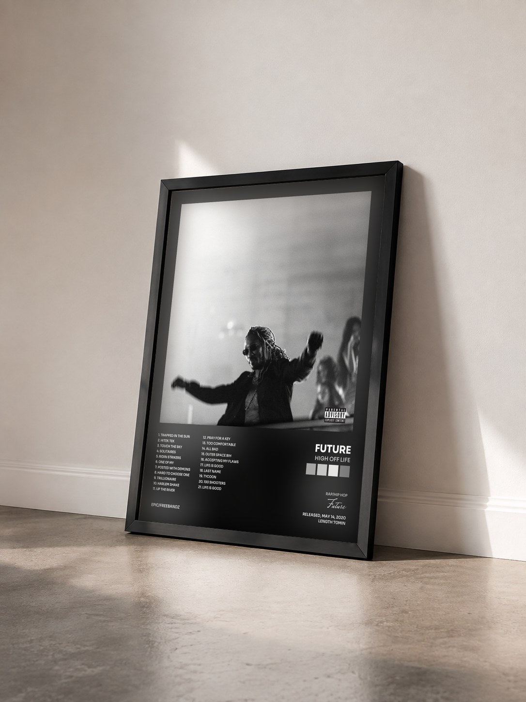 #noir Tableau de l'album High Off Life de Future vu de trois quarts, cadre noir