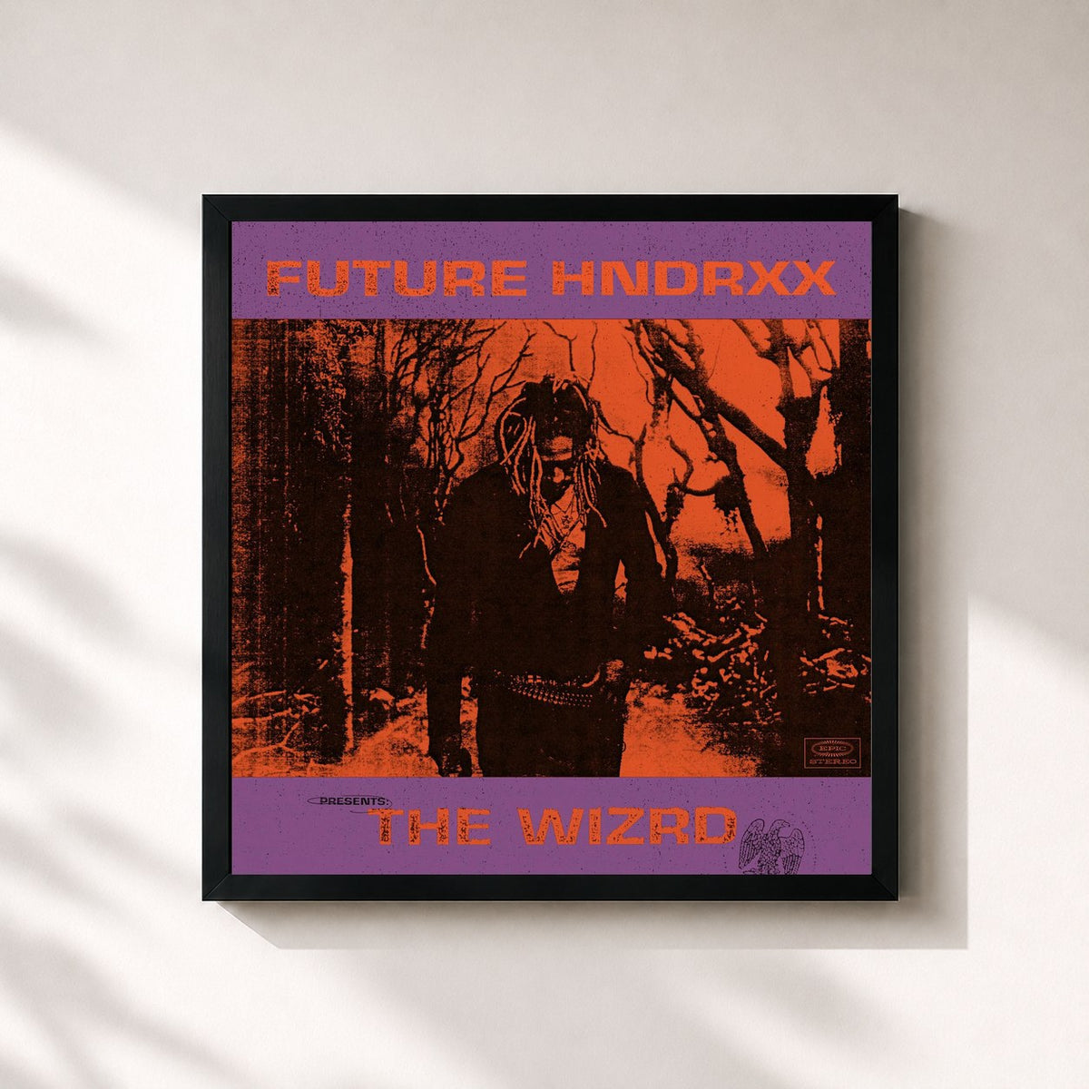 #noir Tableau carré de l'album Future Hndrxx Presents: The WIZRD de Future, cadre noir 32x32 cm