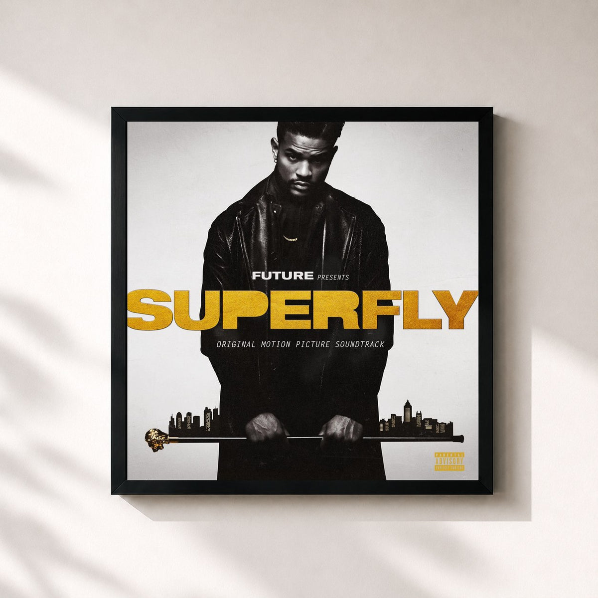 #noir Tableau carré de l'album SUPERFLY (Original Motion Picture Soundtrack) de Future, cadre noir 32x32 cm