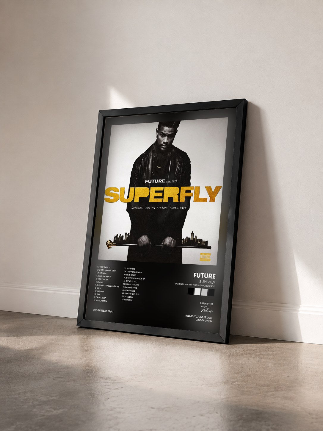 #noir Tableau de l'album SUPERFLY (Original Motion Picture Soundtrack) de Future vu de trois quarts, cadre noir