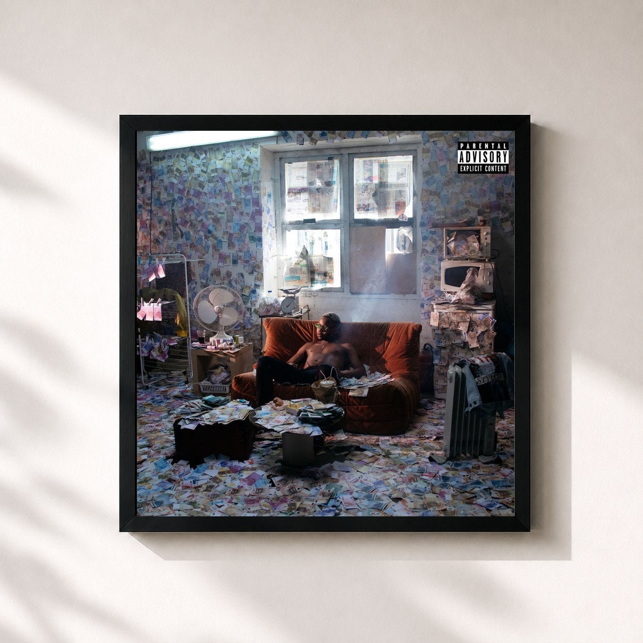 #noir Tableau carré de l'album TRAP$TAR 2 de Leto, cadre noir 32x32 cm